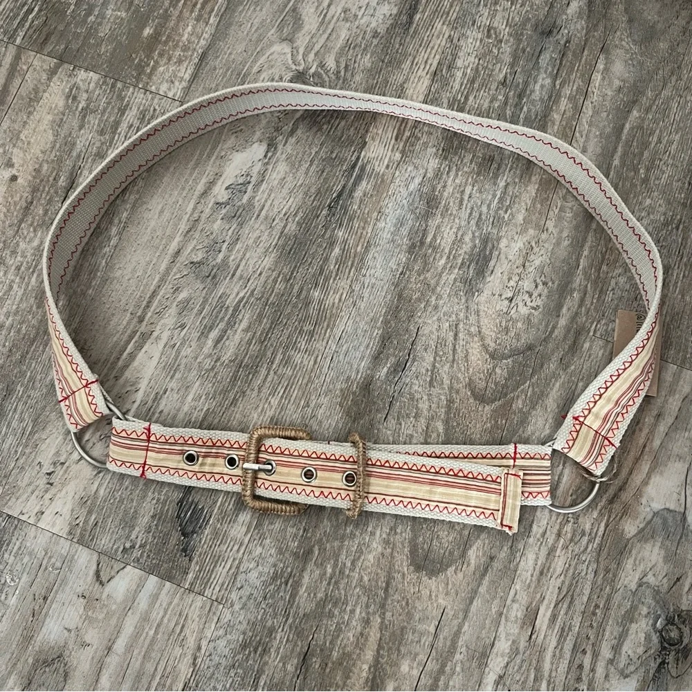 Y2k Striped Canvas Belt